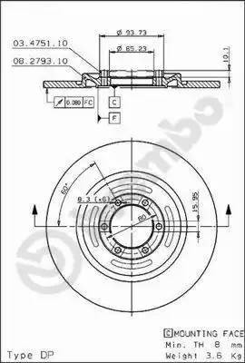 Тормозной диск 08279320 BREMBO