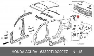 Желоб водосточный 63320TL0G00ZZ HONDA