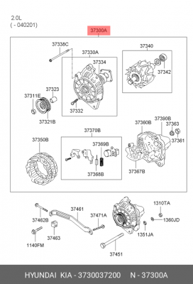 Генератор 3730037200 HYUNDAI KIA