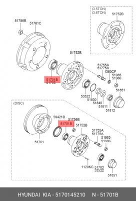Подшипник ступицы колеса 5170145210 HYUNDAI KIA