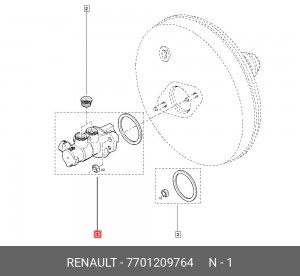 Главный тормозной цилиндр 7701209764 RENAULT