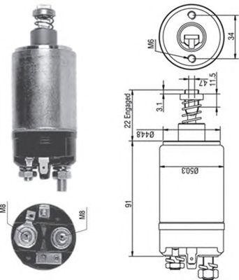 Тяговое реле, стартер 940113050250 MAGNETI MARELLI