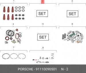 Комплект прокладок, головка цилиндра 91110090501 PORSCHE