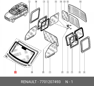 Стекло ветровое 7701207493 RENAULT
