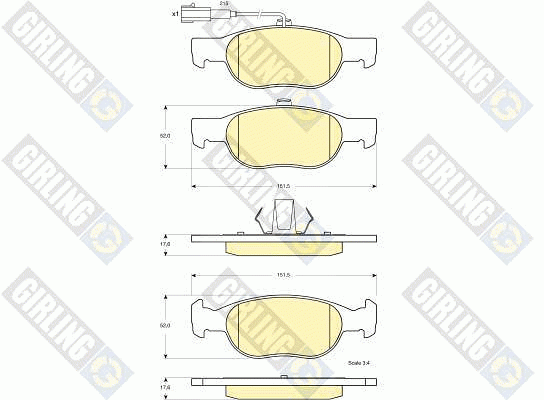 Комплект тормозных колодок, диско 6115642 GIRLING