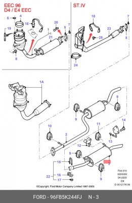 Глушитель - задняя часть системы ОГ 96FB-5K244-FJ FORD