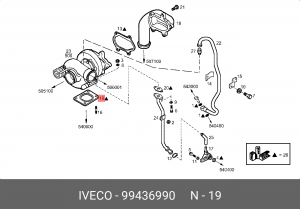 Прокладка, выпускной трубопровод 99436990 IVECO