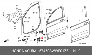 Петля - шарнир открывания двери 67450SWWE01ZZ HONDA
