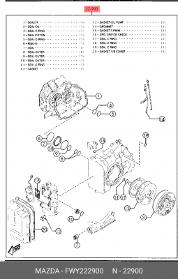 Прокладки АКПП (комплект) FWY222900 MAZDA