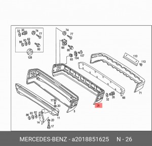 Бампер задний A 201 885 16 25 MERCEDES BENZ