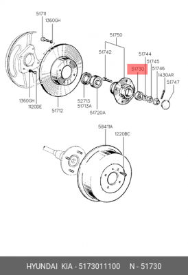Комплект подшипника ступицы колеса 5173011100 HYUNDAI KIA
