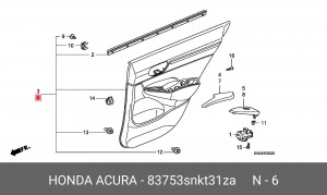 Обшивка двери 83753SNKT31ZA HONDA