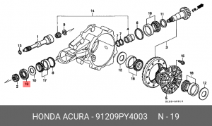 Уплотняющее кольцо, коленчатый вал 91209PY4003 HONDA