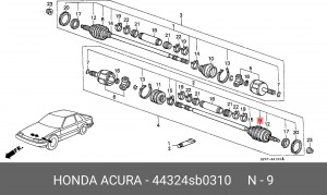 Комплект пылника, приводной вал 44324SB0310 HONDA