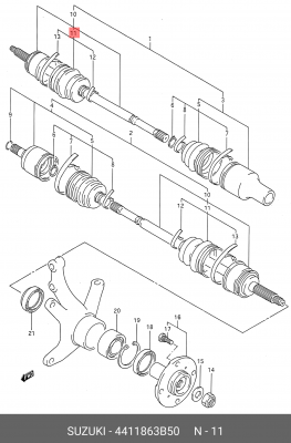 Комплект пылника, приводной вал 44118-63B50 SUZUKI