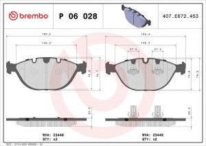 Комплект тормозных колодок, диско P06028 BREMBO