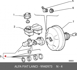 Ремкомплект, главный тормозной цилиндр 9940973 ALFA FIAT LANCIA