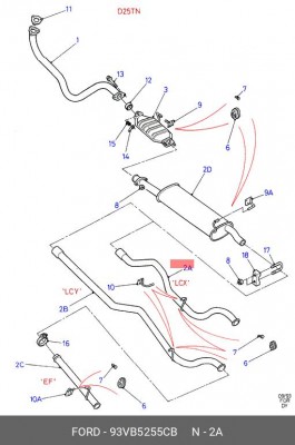 Труба системы выпуска ОГ 93VB-5255-CB FORD