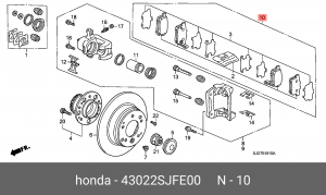 Комплект тормозных колодок, диско 43022-SJF-E00 HONDA