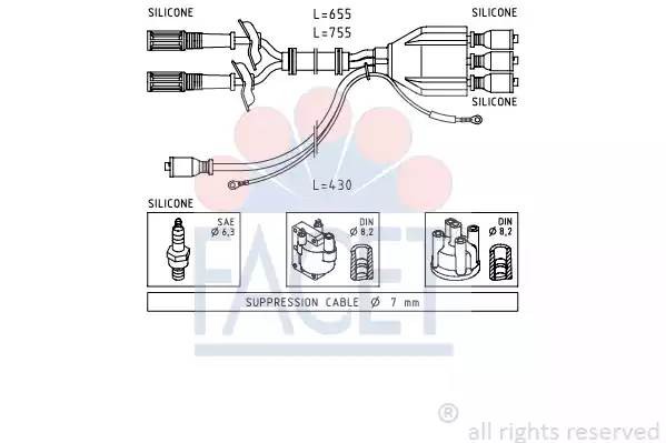 Ккомплект проводов зажигания 4.8507 FACET