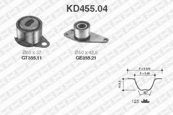 Комплект ремня ГРМ KD455.04 NTN SNR