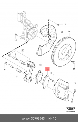 Колодки тормозные дисковые 30793943 VOLVO