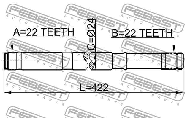 Вал привода колеса в сборе с ШРУСами 0212-N16LH FEBEST