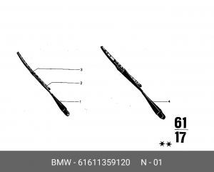 Рычаг стеклоочистителя, система очистки окон 61 61 1 359 120 BMW
