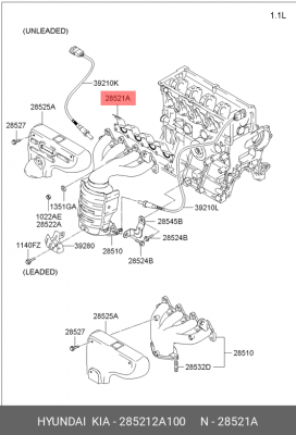 Прокладка выпускного коллектора 285212A100 HYUNDAI KIA