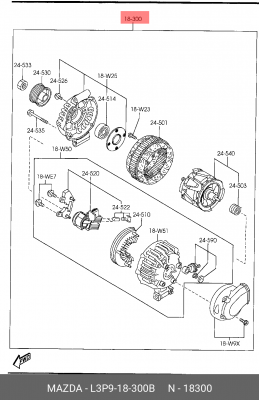 Генератор L3P9-18-300B MAZDA