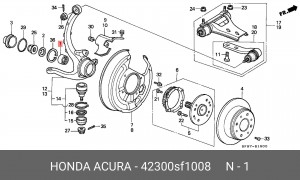 Комплект подшипника ступицы колеса 42300SF1008 HONDA
