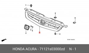Решетка радиатора 71121S03000ZD HONDA
