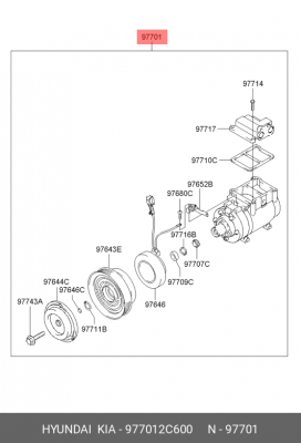 Компрессор, кондиционер 977012C600 HYUNDAI KIA