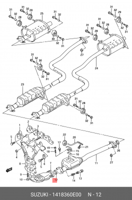 Уплотнительное кольцо, выпускной тр 14183-60E00 SUZUKI