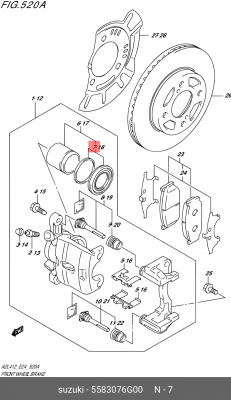 Ремкомплект, тормозной суппорт 55830-76G00 SUZUKI
