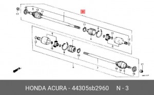 Шарнирный комплект, приводной вал 44305SB2960 HONDA