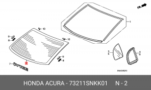 Стекло заднее 73211SNKK01 HONDA