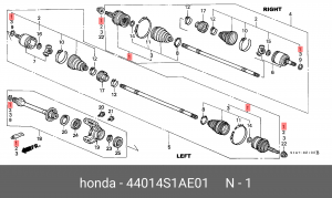 Шарнирный комплект, приводной вал 44014-S1A-E01 HONDA