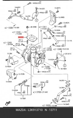 Прокладка впускного коллектора L3K9-13-710 MAZDA