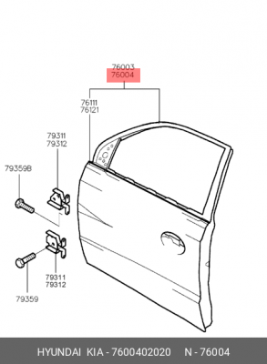 Дверь 7600402020 HYUNDAI KIA