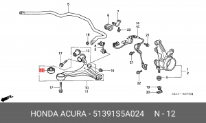 Подвеска, рычаг независимой подвески колеса 51391-S5A-024 HONDA