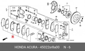 Комплект тормозных колодок, диско 45022SR8A00 HONDA