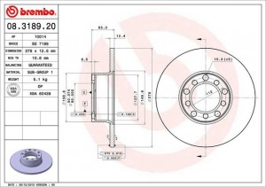 Тормозной диск 08.3189.20 BREMBO