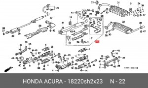 Средний глушитель выхлопных газов 18220SH2X23 HONDA