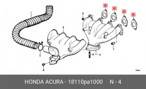 Прокладка, выпускной коллектор 18110PA1000 HONDA