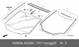 Стекло ветровое 73111SMGG30 HONDA