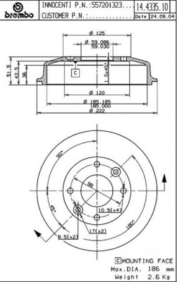 Тормозной барабан 14.4335.10 BREMBO