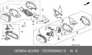 Наружное зеркало 76250SM4G15 HONDA