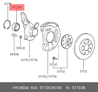 Комплект подшипника ступицы колеса 5172034100 HYUNDAI KIA