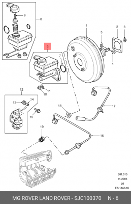 Главный тормозной цилиндр SJC100370 LAND ROVER